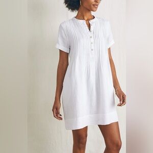 Faherty EUC Gemina Dress White Linen Basketweave Size Large
